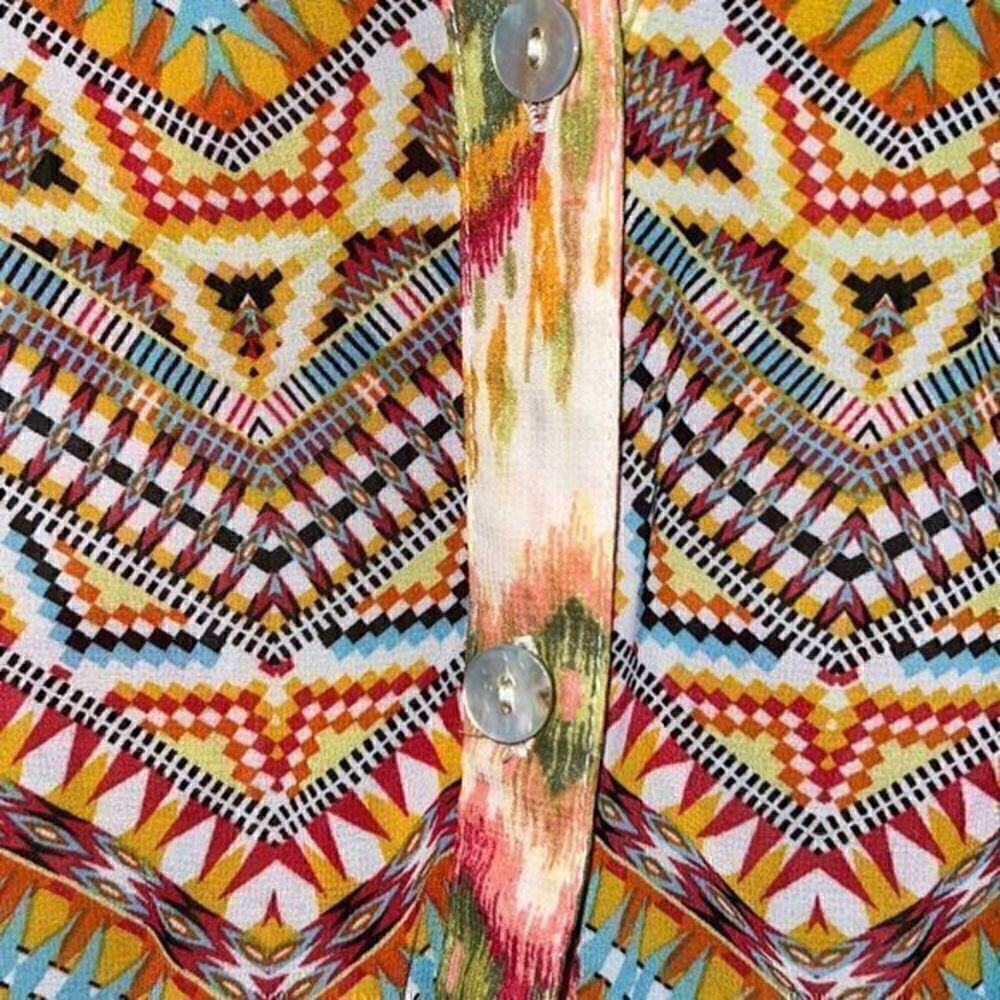 Fig & Flower boho Aztec print button down blouse size xsmall - Picture 5 of 7